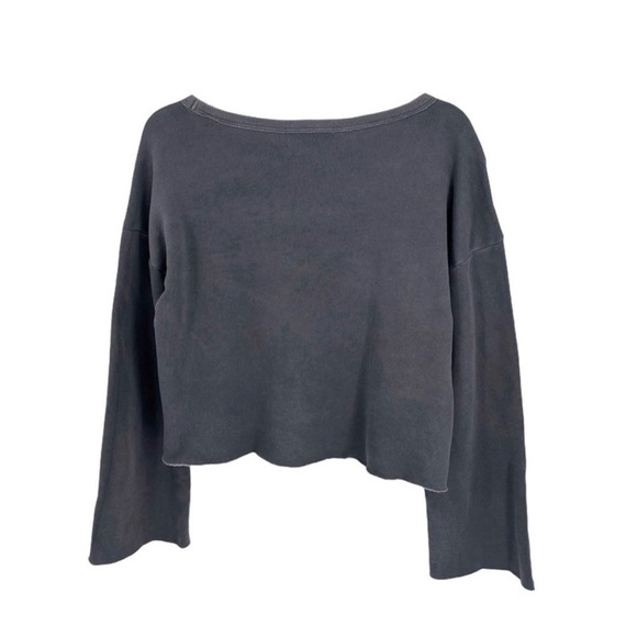 NWT Wildfox LOVE Graphic Cut Off Sweatshirt Washed Black Grey - Picture 3 of 6